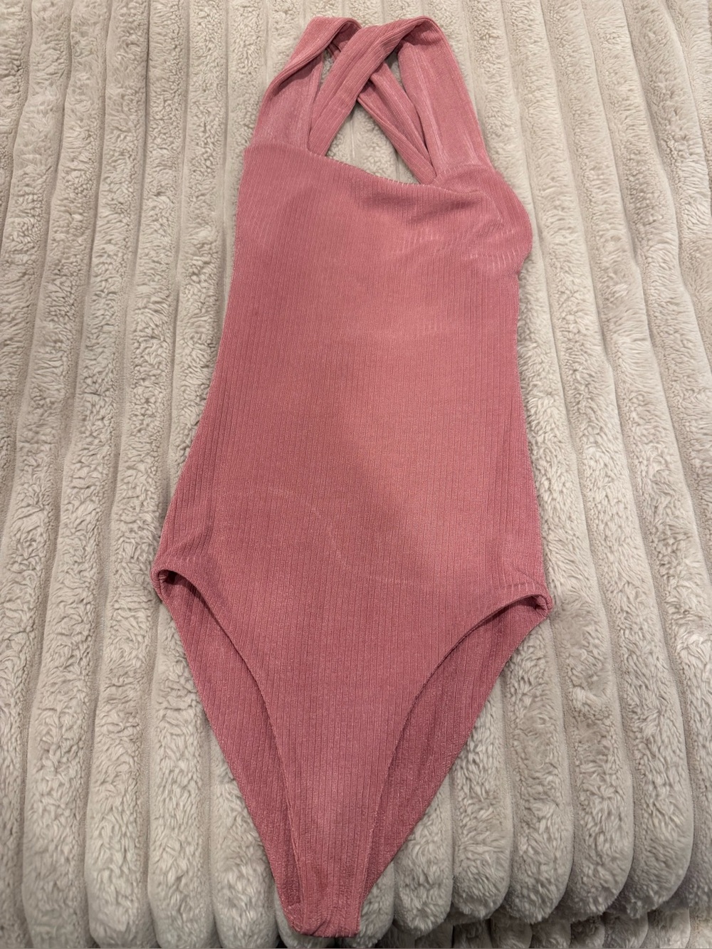 Women’s Ribbed One-Piece bodysuit in Dusty Rose